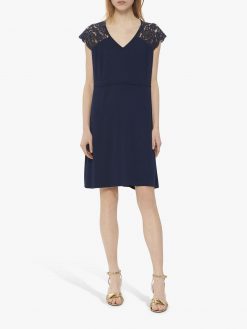 Gerard Darel NWT Genova Blue Lace V-Neck Shift Dress 34/2 NEW TAGS