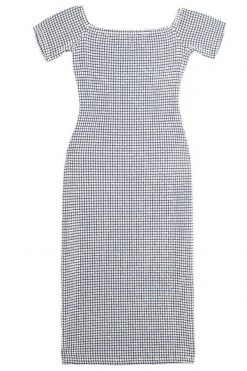 Rita Row x Rejina Pyo NWT Sara Gingham Off Shoulder Midi Sheath Dress Size Large