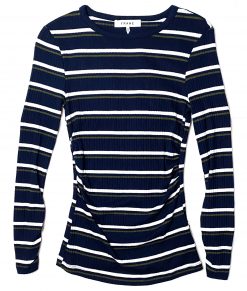Frame Womens Striped Knit Long Sleeve Crew Neck Sweater XS