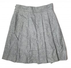 ASPREY LONDON VINTAGE GRAY WOOL PLEATED KNEE LENGTH SKIRT SIZE 46/10