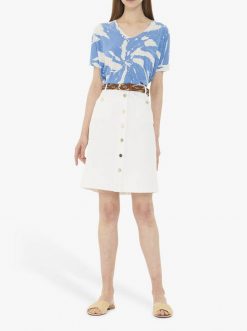 GERARD DAREL INA WHITE DENIM KNEE LENGTH SKIRT SIZE 34