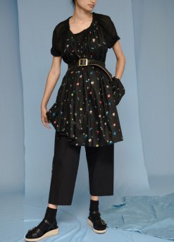 Caron Callahan June Floral Short Sleeve Cotton Midi Dress Medium