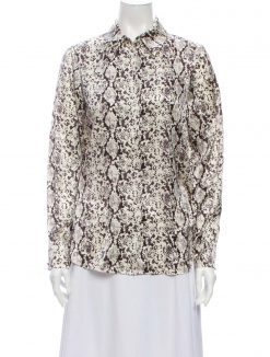 CINQ A SEPT NEW ANIMAL PRINT SILK LONG SLEEVE TOP BLOUSE SIZE XXS