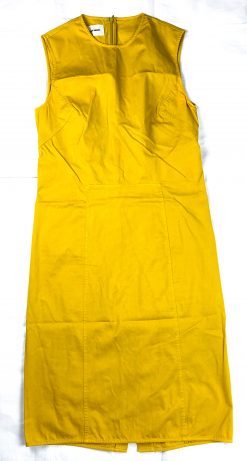 HENRIK VIBSKOV MUSTARD YELLOW SLEEVELESS MIDI DRESS SIZE SMALL