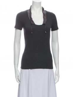 Brunello Cucinelli Monili Beaded Square Neck Short Sleeve Top Blouse Medium