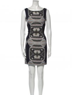 MARA HOFFMAN GEOMETRIC PRINT SILK CUTOUT BACK MINI DRESS SIZE 0