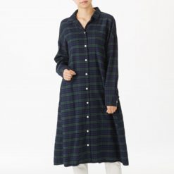 MUJI GARMENTORY NWT TOTOKAELO ORGANIC COTTON FLANNEL CHECK SHIRT DRESS XS/S
