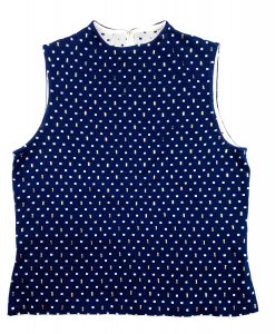 ST. JOHN NAVY EMBELLISHED CREW NECK SLEEVELESS BLOUSE TOP SIZE SMALL