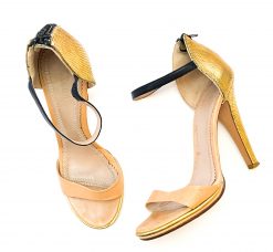 CHLOE PARIS NEUTRAL METALLIC LEATHER SANDALS PUMPS HEELS SIZE 39