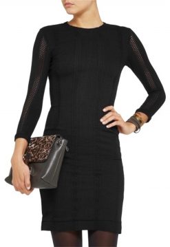 Rag & Bone Elsa Black Perforated Pointelle Knit Bodycon Dress Size 10
