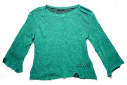 BUTAPANA JAPAN GREEN COTTON KNIT LAGENLOOK CREW NECK SWEATER ONE SIZE