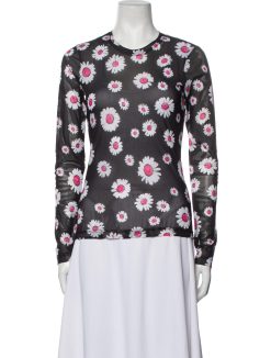 Molly Goddard Freddie Black Pink Floral Mesh Long Sleeve Top Blouse 6(UK) 2(US)