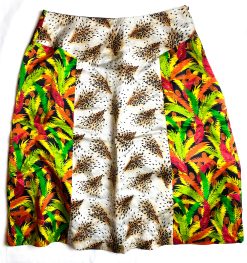 DURO OLOWU MAIN LINE SAFARI PRINT SILK A-LINE SKIRT SIZE 38