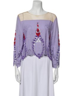 JOHANNA ORTIZ JOSEFINA BEADED EMBELLISHED CROP TOP BLOUSE SIZE XS