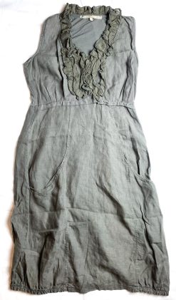 La Fee Maraboutee Womens Ruffled V-Neck Linen Sleeveless Dress Size 40 Italy