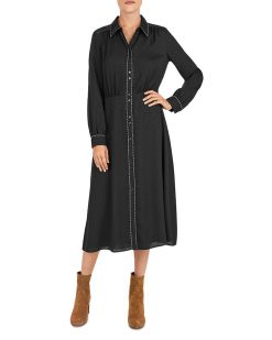 Gerard Darel NEW Dilys Long Sleeve Collared Midi Shirt Dress 34/2 Italy