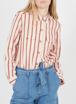 GERARD DAREL NWT NERINA BEIGE STRIPED TOP BLOUSE SIZE 36/4 NEW TAGS