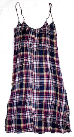 PIETSIE GARMENTORY PLAID CHECK COTTON KNEE LENGTH SLIP DRESS SIZE XS
