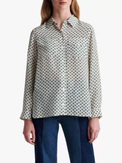 Gerard Darel Womens Nicoletta Silk Long Sleeve Button Up Top Blouse 36