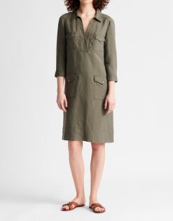 Gerard Darel Womens Solange Linen 3/4 Sleeve V-Neck Dress Size 36/4