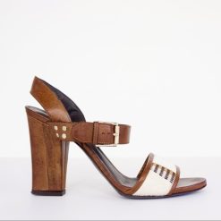 BELSTAFF ITALY BROWN LEATHER SLINGBACK SANDALS HEELS SIZE 39