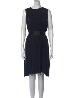 HACHE BLACK WOOL BELTED TIE WAIST A-LINE DRESS SIZE 42