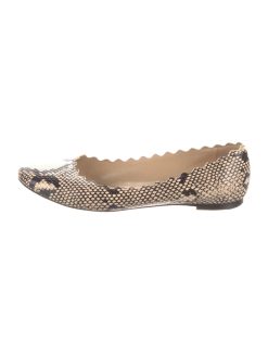 CHLOE PARIS LAUREN SNAKE PRINT LEATHER SCALLOPED BALLET FLATS SIZE 37