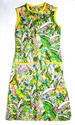 TANNER NORTH CAROLINA VINTAGE 1960'S MOD PRINT MIDI DRESS SIZE 12