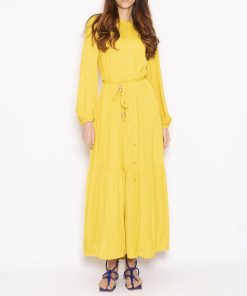 Essential Antwerp NWT Womens Zinchilli Long Sleeve Crew Neck Maxi Dress 32/0 Yellow