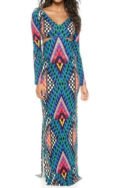MARA HOFFMAN RUNWAY BAZAAR DEEP V-NECK CUTOUT GOWN MAXI DRESS XS