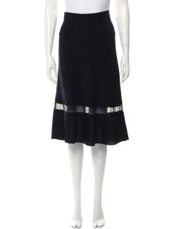 Sleeping With Jacques Black Silk Lace Inlay A-Line Midi Skirt Size 2