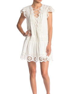 Free People Esperanza White Lace V-Neck Mini Dress Size 4