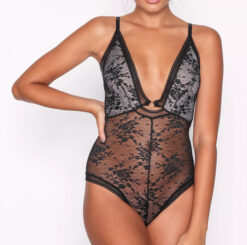 FREE PEOPLE NWT NO TRACE BLACK LACE PLUNGE BODYSUIT TOP SMALL NEW TAGS