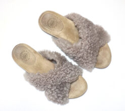 ATP ATELIER DORIS GRAY SHEARLING SUEDE SLIDES SANDALS SIZE 38