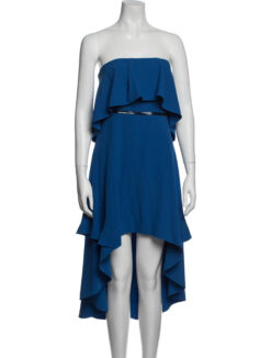 Halston NWT Strapless Ruffled Tiered A-Line Midi Long Dress Size 4