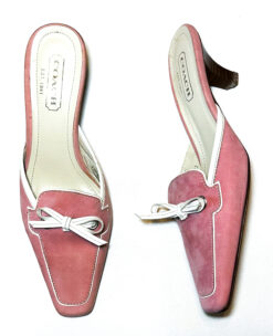 COACH MARIELLE PINK SUEDE BOW SLIDES MULES PUMPS HEELS SIZE 6