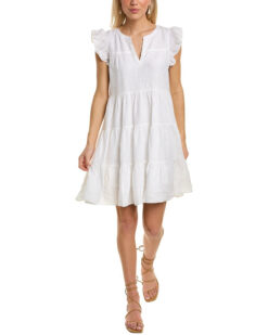 Roller Rabbit Women's Pippa Linen V-Neck Ruffled A-Line Mini Dress Size XS