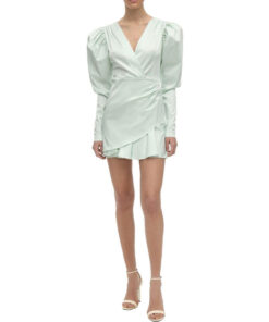 Rotate Birger Christensen NWT Aiken V-Neck Puff Sleeve Mini Dress Size 40