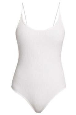 L'AGENCE FOXY WHITE RIBBED BODYSUIT TOP TANK LARGE