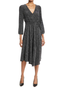Alice + Olivia Coco Metallic V-Neck Evening Party Midi Dress Size 8