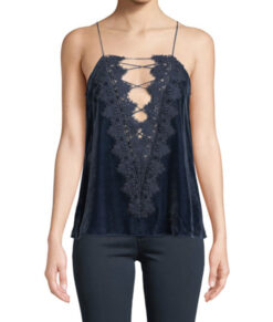 CAMI NYC NWT The Charlie Velvet Lace Reversible Camisole Tank Top XS NEW