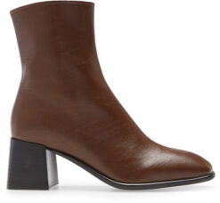 JEFFREY CAMPBELL TROYE BROWN LEATHER SQUARE TOE ANKLE BOOTIES SIZE 8