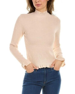 Nation Ltd NWT Womens Emmy Smocked Mock Neck Long Sleeve Top Blouse XS