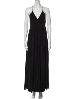 A.L.C. NWT Women's Sleeveless Pleated Satin A-Line Maxi Gown Dress Size 0