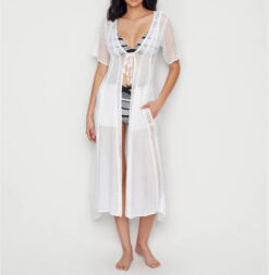 ELAN CORA WHITE CROCHET COVER UP MAXI DRESS SIZE MEDIUM
