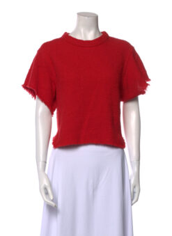 IRO DEVANSPE RED TWEED CREW NECK SHIRT TOP BLOUSE SIZE 34/XS