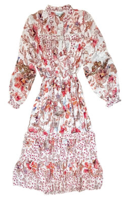 Taj by Sabrina Crippa Baxedes Pink Floral Embroidered Maxi Long Dress Size XS