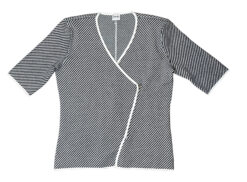 Armani Collezioni Striped Knit Asymmetric V-Neck Sweater Size 12