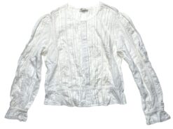 LoveShackFancy Ivory Swiss Dot Lace Frill Long Sleeve Top Blouse Small
