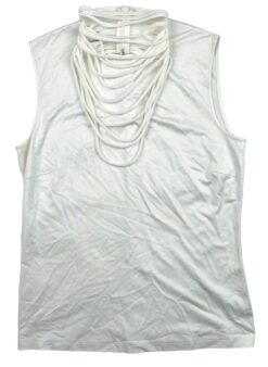 Akris Italy Ivory Silk Removable Choker Collar Sleeveless Top Blouse 42/10